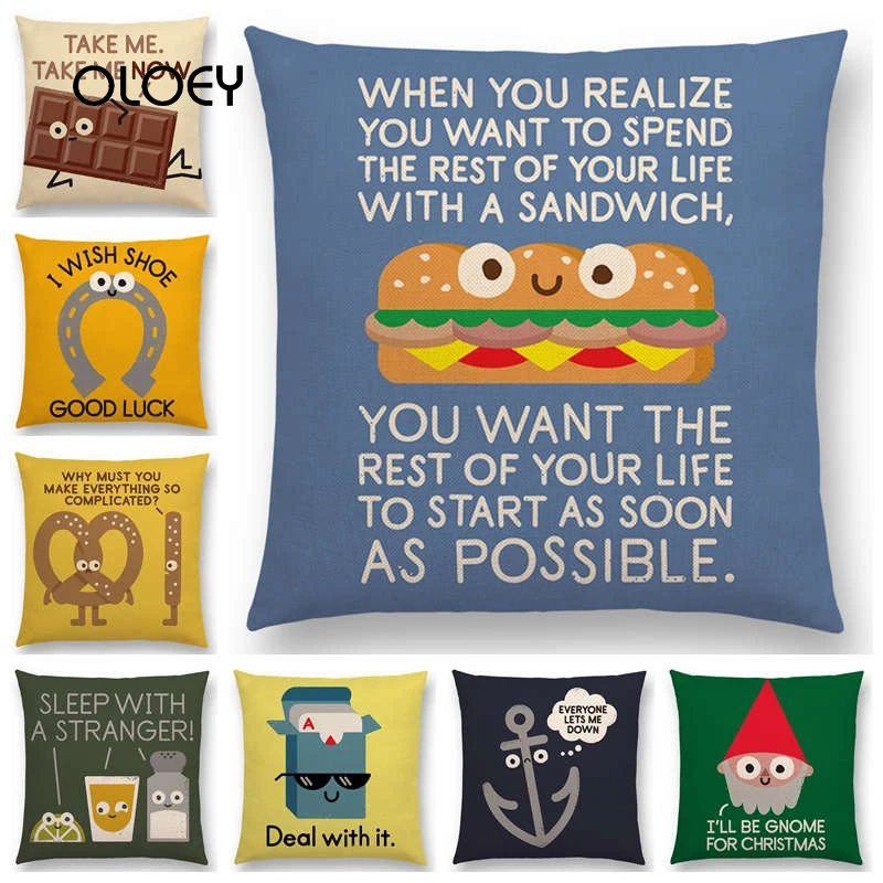 Льняная мультяшная Милая наволочка для подушек картофель фри Taco фруктовый торт