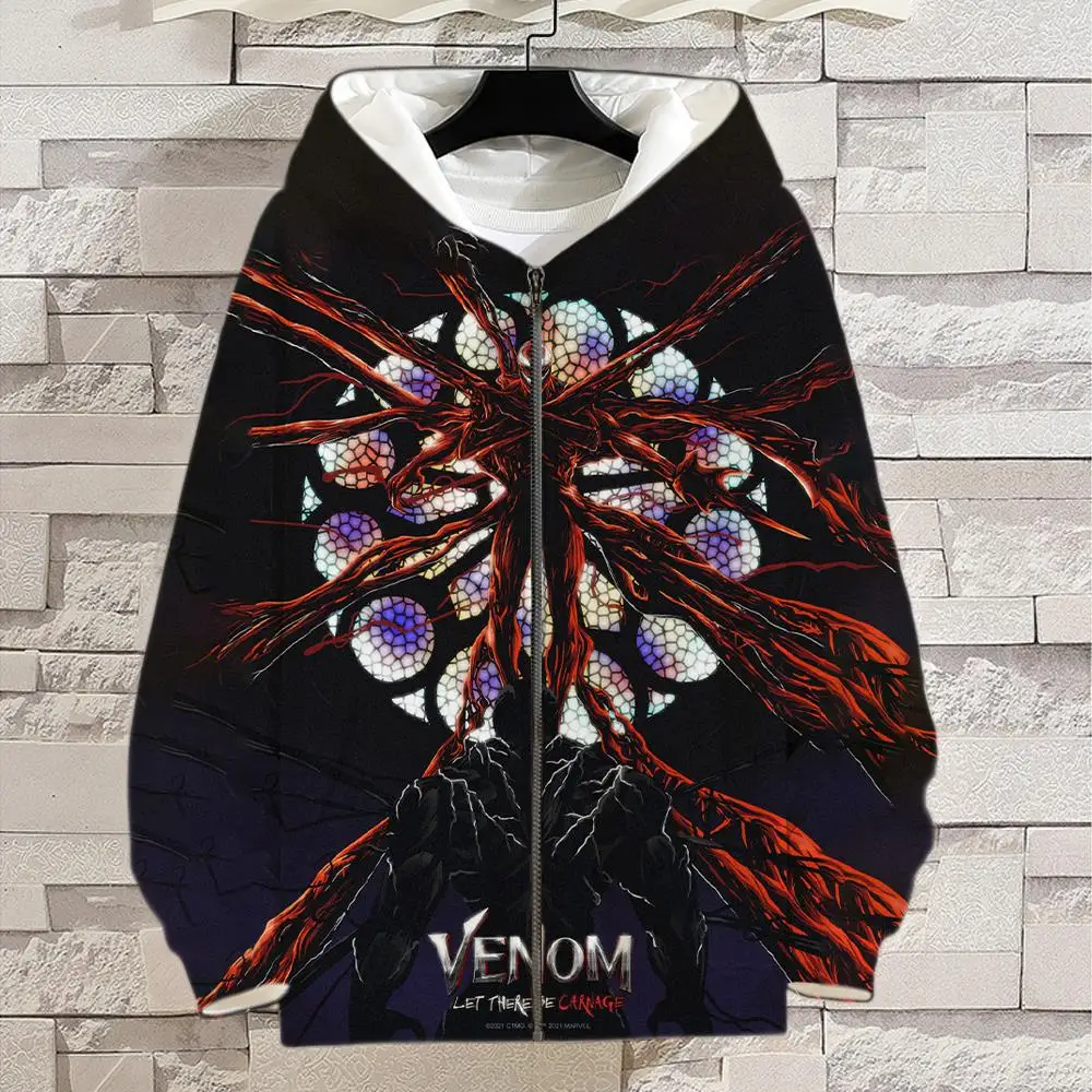 Толстовка с капюшоном Venom на молнии Мужская Весенняя Повседневная крутая Женская