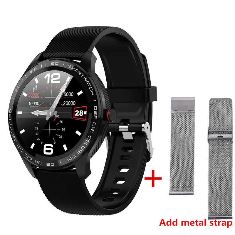 L9 Смарт часы ЭКГ сердечный ритм звонки напоминание полный сенсорный Smartwatch IP68 Водонепроницаемые часы для мужчин для Android IOS PK L7 GT2 - Цвет: add strap