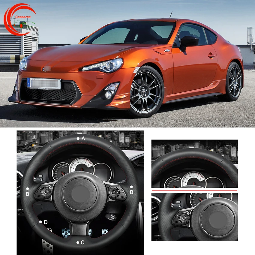 

Для Toyota 86(GT86) 2016-2020 Черная кожа чехол рулевого колеса автомобиля Сделай Сам сшитая вручную Настройка