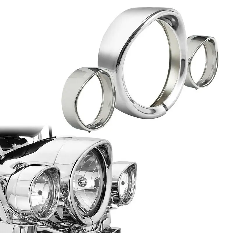 

Motorcycle 7" Headlight 4.5" PassingLight Decorate Trim Ring Visor For Harley Road King