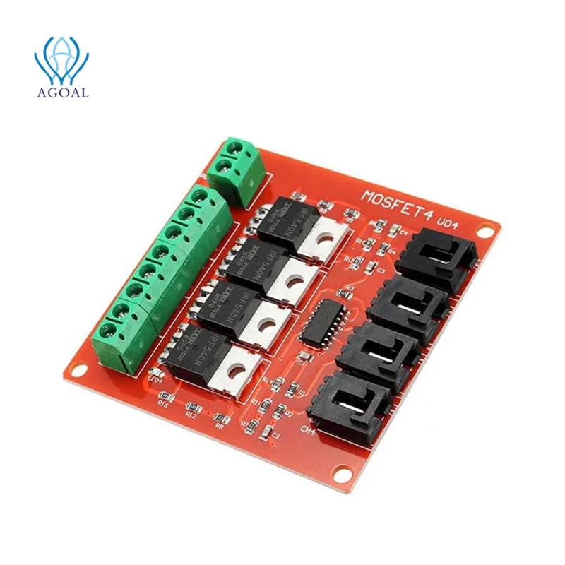 

Four Channel 4 Route IRF540 MOSFET Button Switch Module For Motor Drives Lighting Dimmer