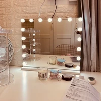 makeup mirror with led light led bulbs cosmetic mirrors tabletop touch screen lighted vanity with 10x magnifying