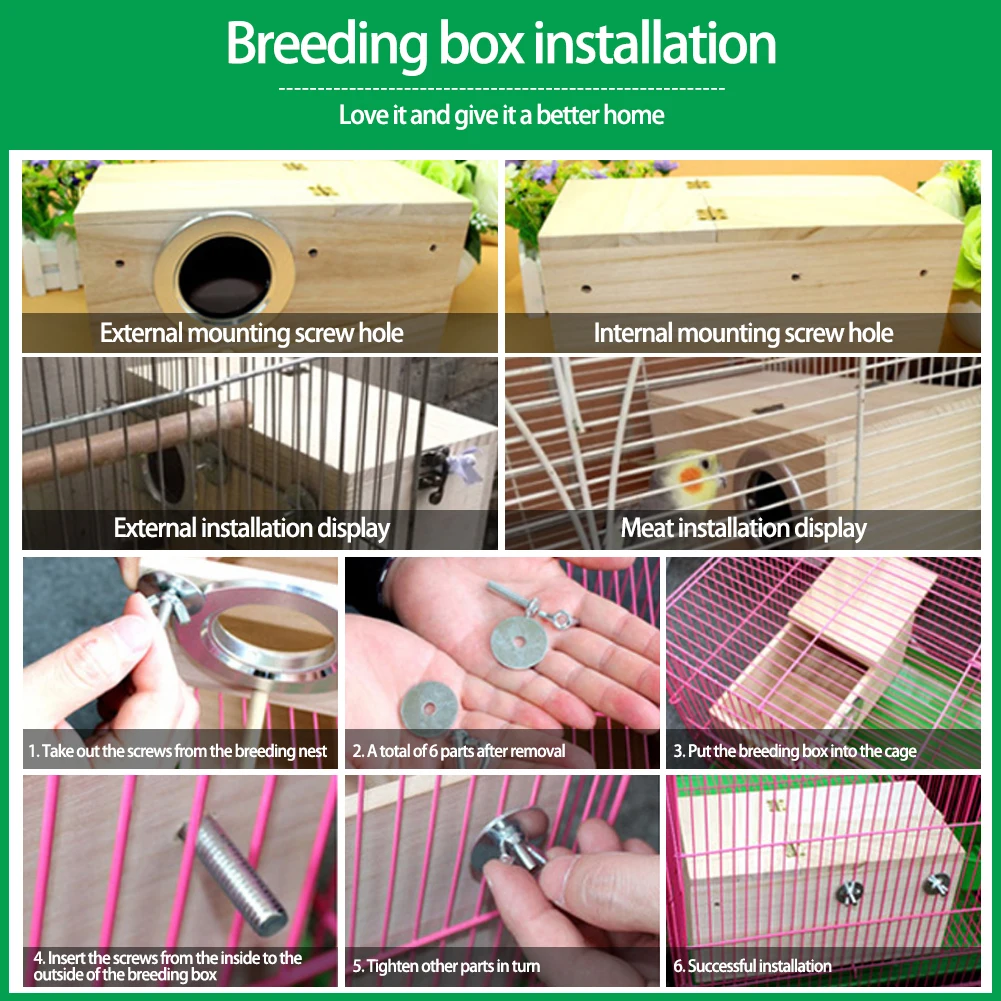 

Pet Bird Wooden House Parakeet Nest Box Bird House Box Parrotlets Wood For Lovebirds Breeding Mating Bird Supplies Box