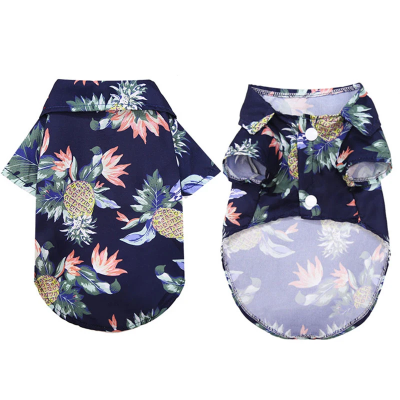 

New Dog Clothes V Neck T-shirt Small Dogs Shirt Soft and Comfortable Short Sleeve For Puppy Pineapple Print Pet Clothes