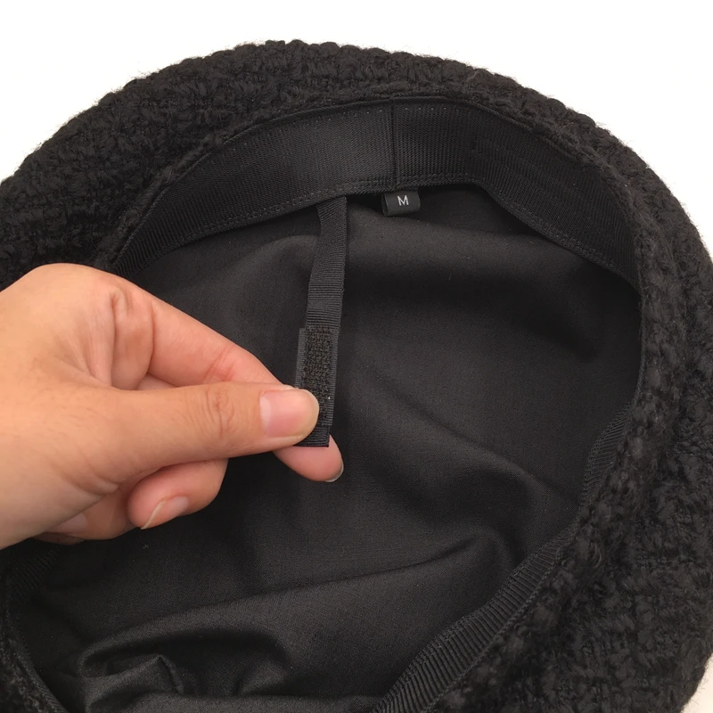 Кепка твидовая вязаная женская берет художника Модный черный Джокер в стиле