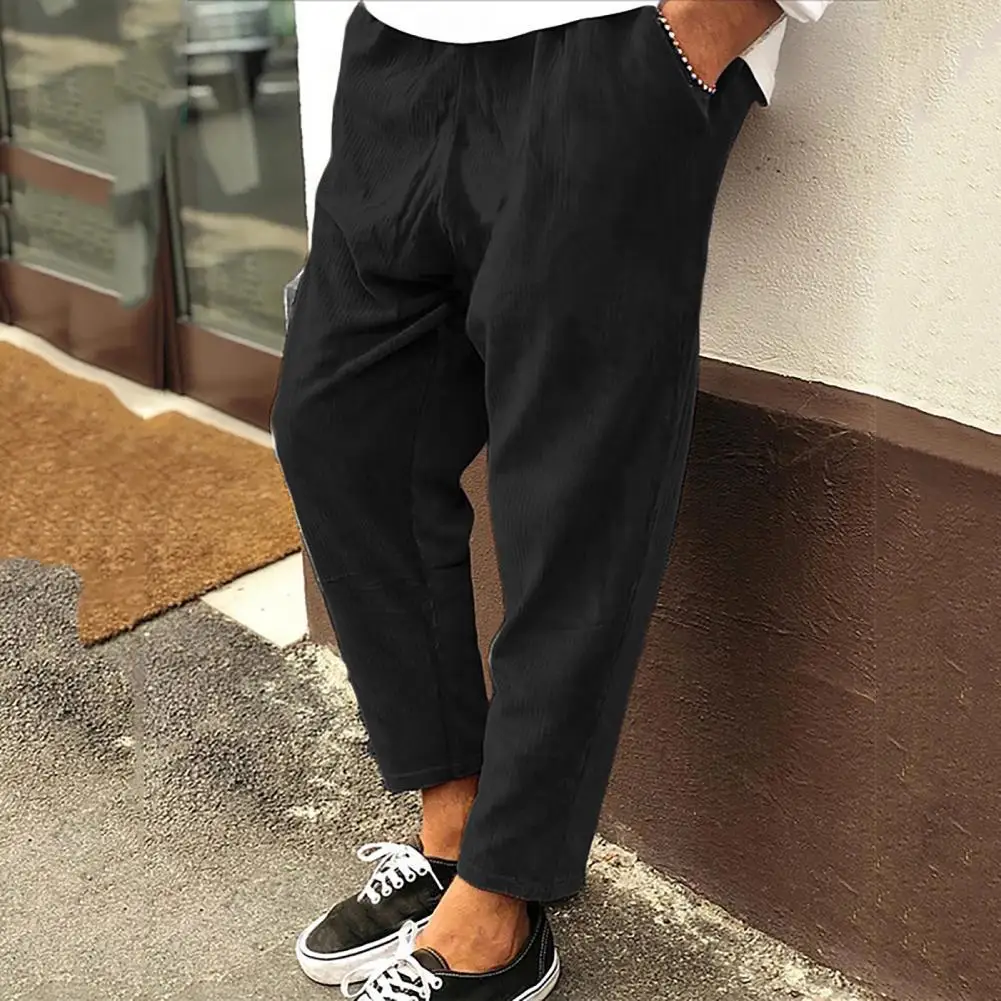

Stylish Men Loose Long Pocket Trousers Straight-leg Pants 7 Sizes Flat Front
