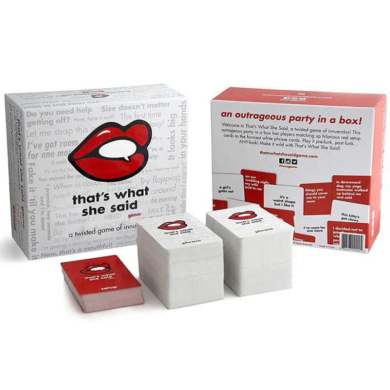 

European and American English version that's what she said She said board games, casual party games
