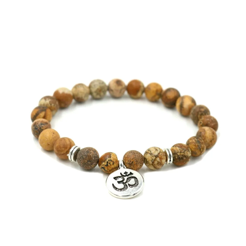 DIY Handmade Jewelry Natural Bark Stone 8 MM Beads Strand Bracelet Women Men Yoga Healing OM Buddha Lotus Prayer Charm | Украшения и