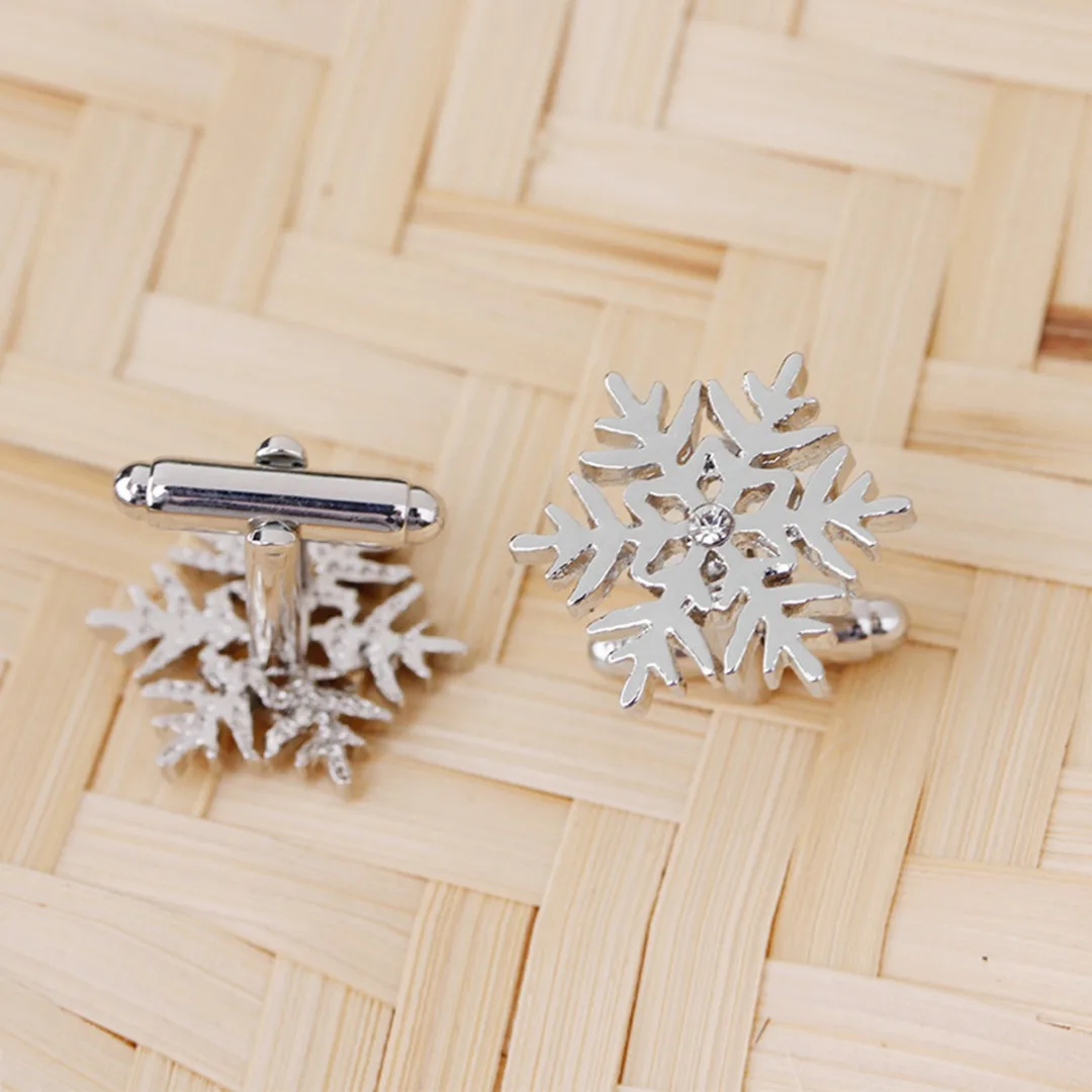 

1 Pair Silver Color Snowflake Cufflinks Men Women Party Shirt Cuff Links Christmas Gift Fashion Tie Clips Jewelry Accessories