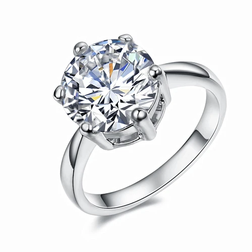 Высокое качество супер 3.5ct обручальные Серебряные Кольца цвет 10 мм сверкающий прозрачный кубический цирконий Кристалл Женское Обручальное кольцо - Цвет основного камня: WL002B