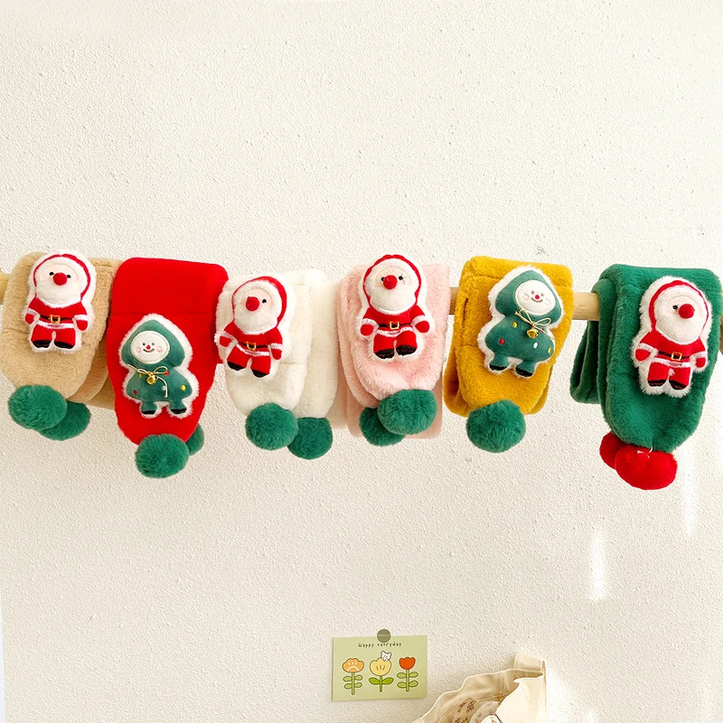 

Cute Christmas Scarf Winter New Baby Girl Boy Christmas Gift Santa Snowman Imitation Rabbit Fur Baby Christmas Warn Scarf