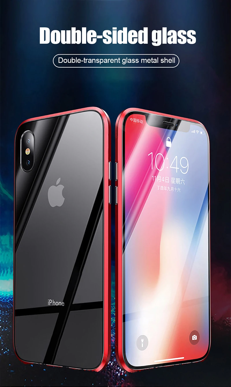 Магнитная Адсорбция металлический корпус для Xiaomi 9 Lite SE 9T Pro 8 6X A2 CC9 CC9e Note 7 Pro F1 Redmi K20 Pro двухсторонняя, для стекла крышка