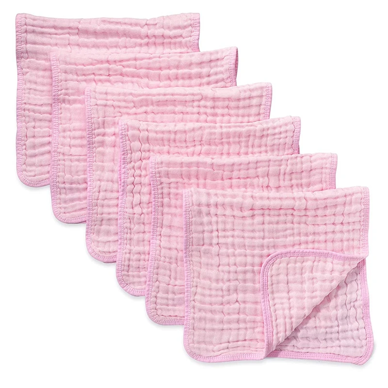 

6 Pack Muslin Burp Cloths Small Infant Cotton Washcloths 6 Layers