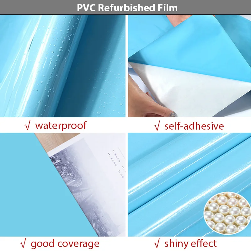 5m waterproof pvc wallpaper solid color laser self adhesive diy home decor wall stickers for wardrobe covers kitchen cabinets free global shipping