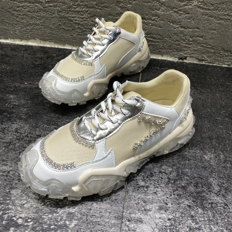 Женские кроссовки на платформе прозрачные дышащие из ПВХ вулканизированной