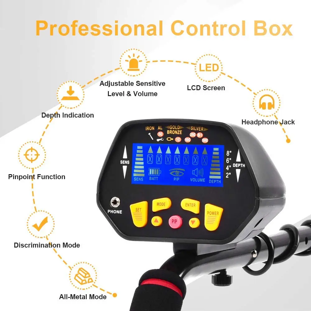 Металлоискатель MD-3028 Высокочувствительный водонепроницаемый металлодетектор с