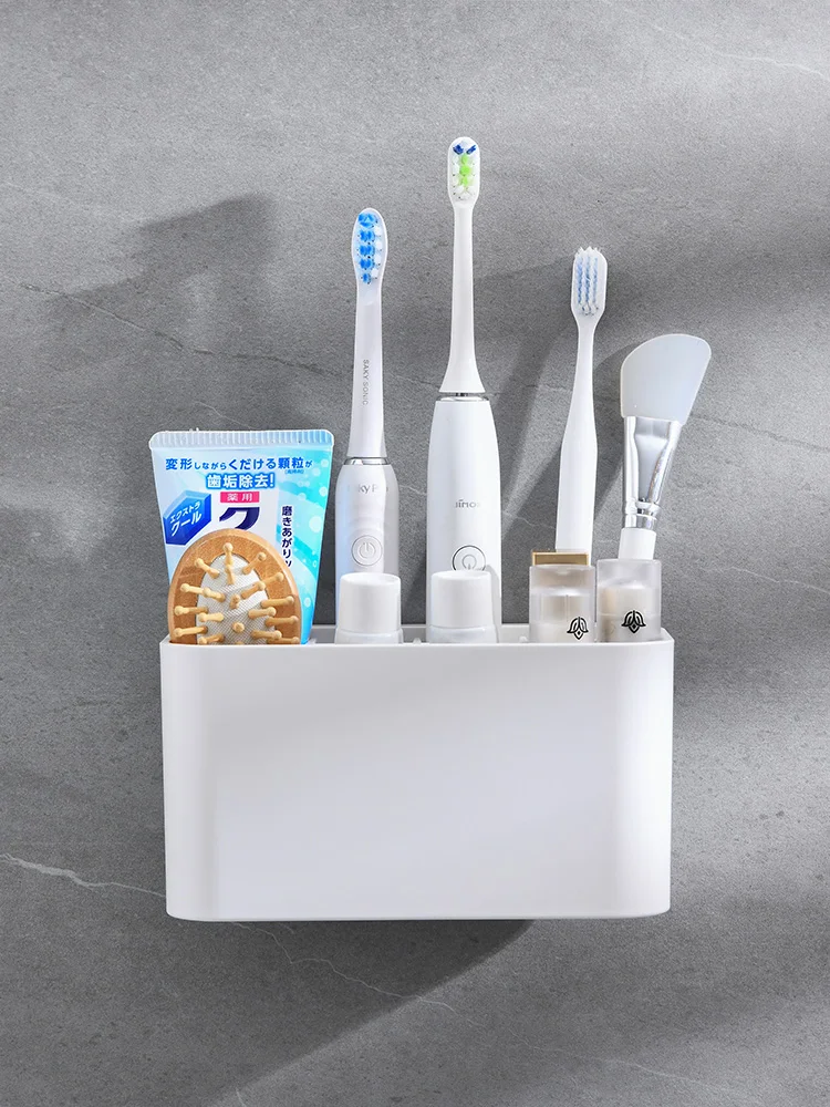 

Electric toothbrush rack wall hanging rack wall suction type non perforated seat support toilet storage box set