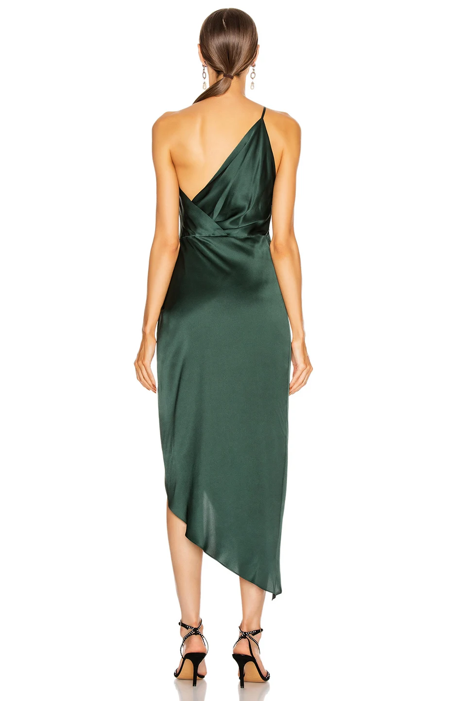 Новинка 2020 женское зеленое облегающее платье на одно плечо без рукавов