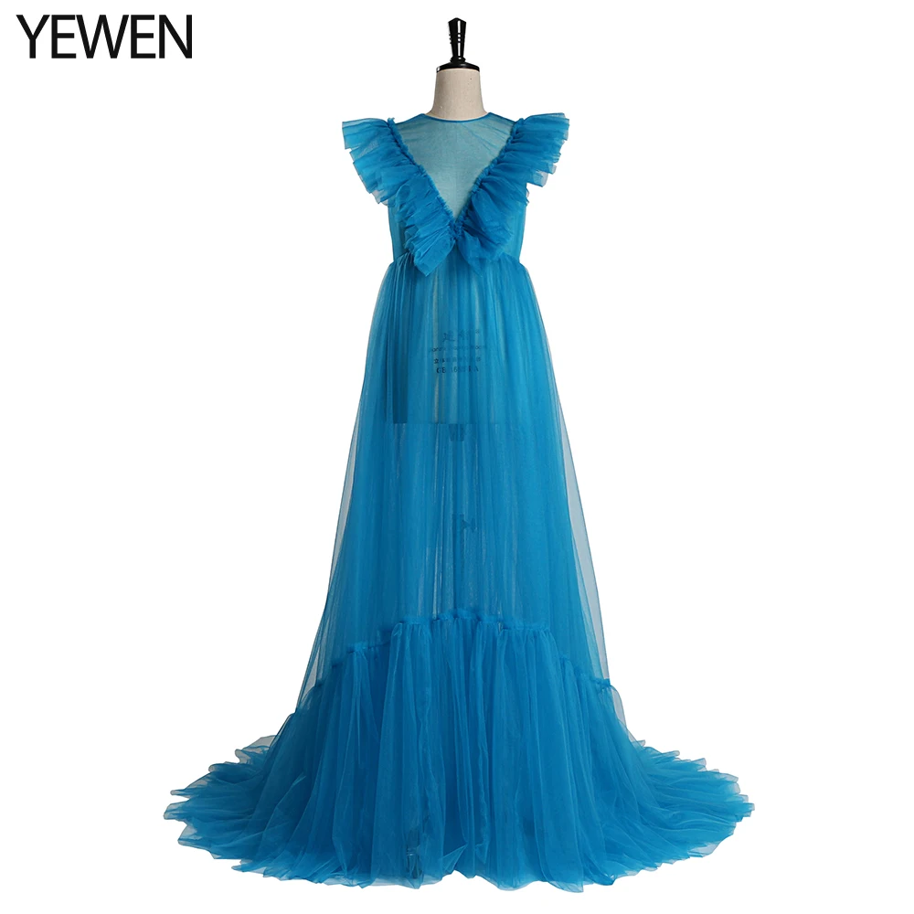 Blue Tulle Maternity Dress for Photo Shoot Photography Props Maternity Gowns for Baby Shower Costume Tulle Dress
