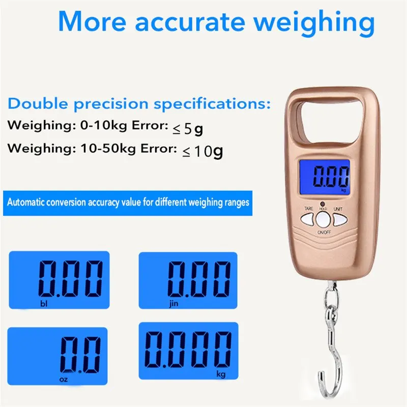 

Mini Digital Scale For Fishing Luggage Travel Weighting Steelyard Portable Electronic Hanging Hook Scale 1Pcs