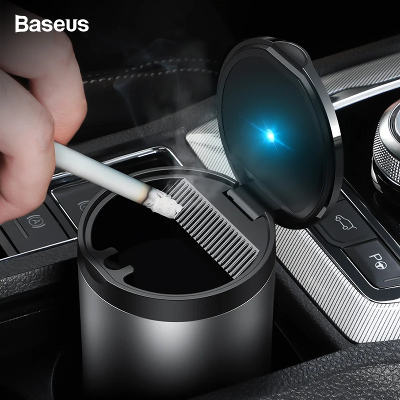 Портативная автомобильная пепельница Baseus, светодиодный светильник, автомобильный держатель для сигарет и дыма, пепельница для автомобиля, бездымные пепельницы, автомобильные аксессуары