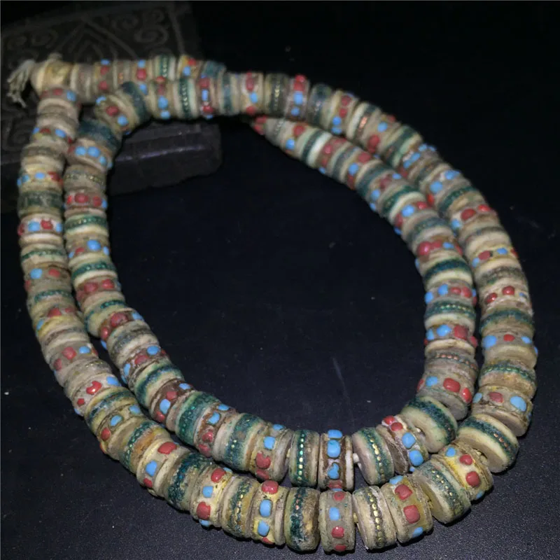 Винтажный Тибетский браслет ручной работы из натуральной кости яка 108 мала