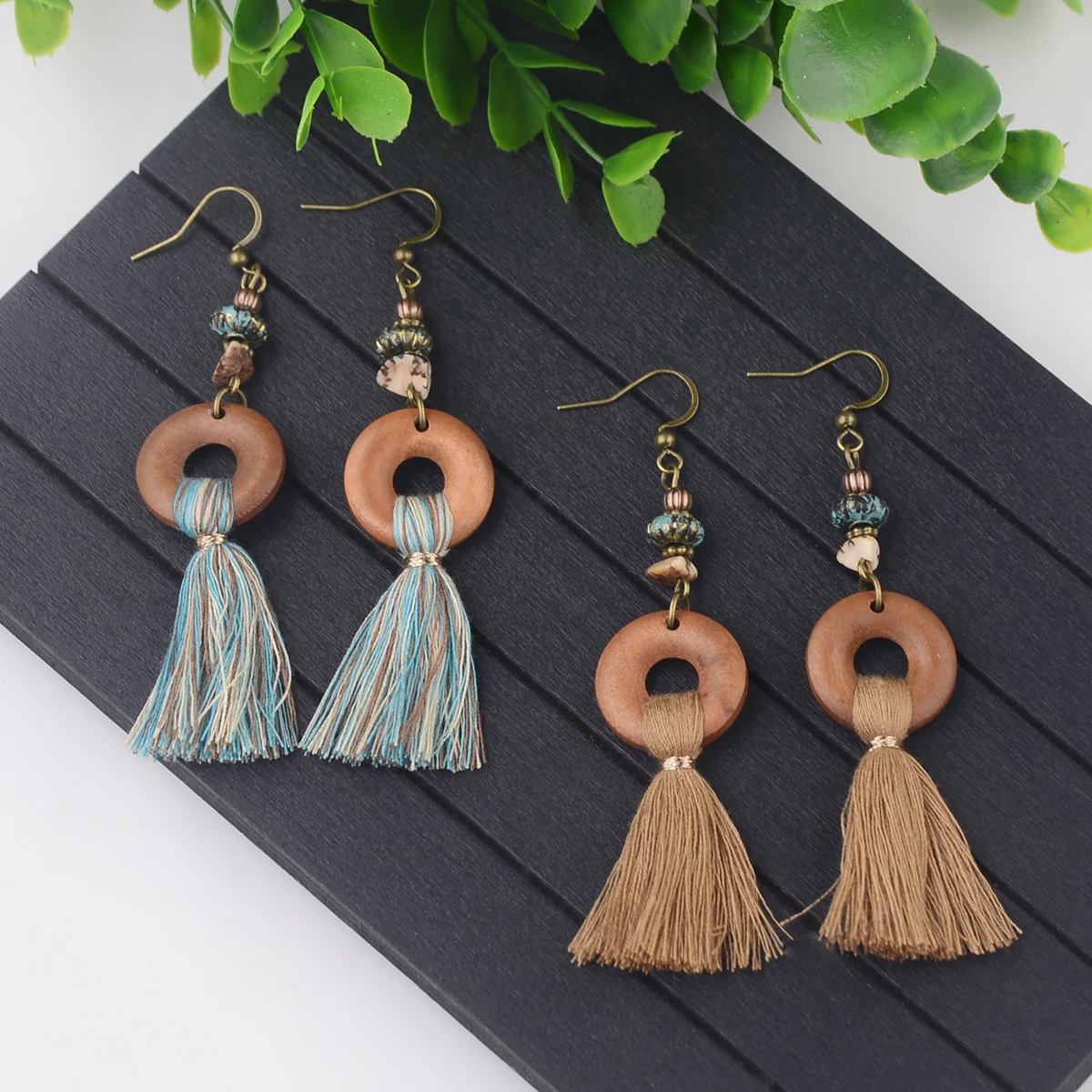 

Vintage Bohemian Round Colorful Classic Charm Long Tassels Dangle Women's Fashion Earrings Accessories