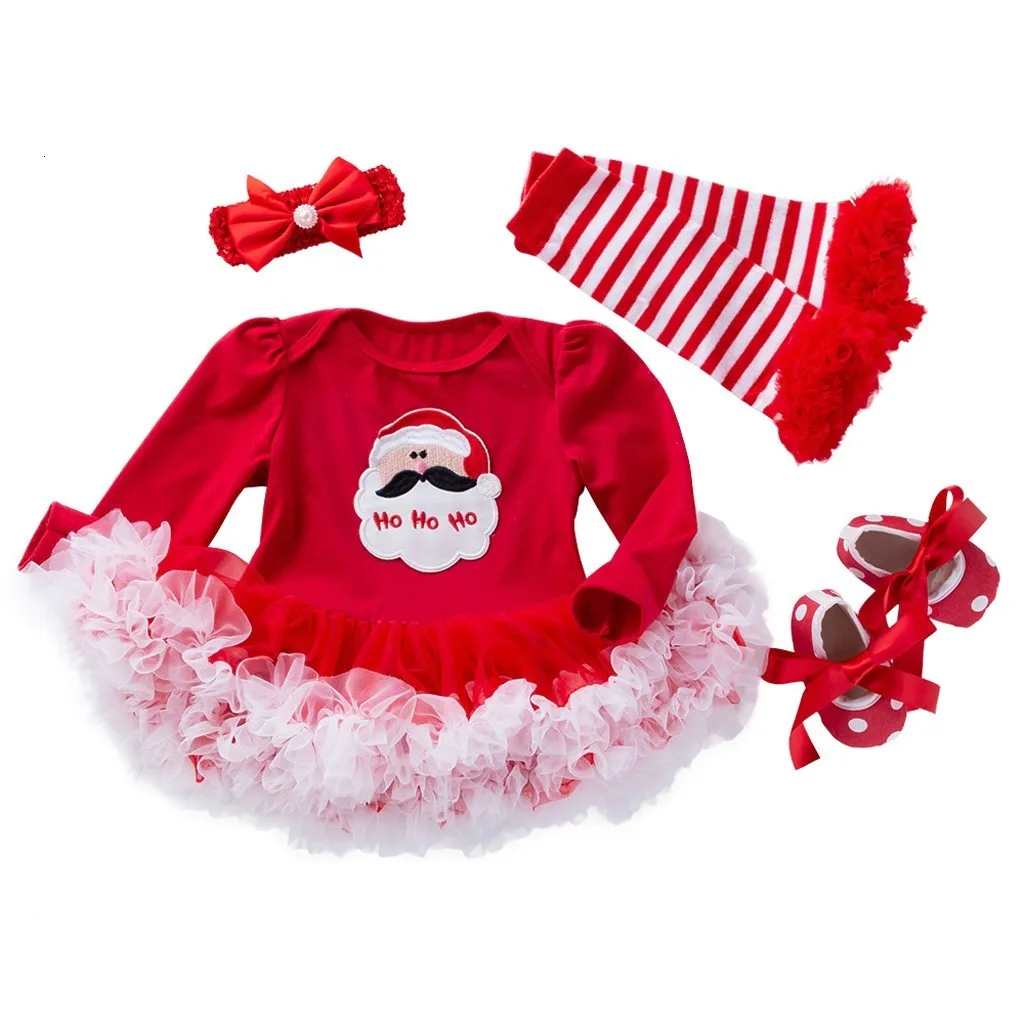 Christmas Outfit Kids Clothes Girls Printing Romper Skirt Outfits Toddler Girl Winter Clothes Cotton Full Sleeve roupa infantil