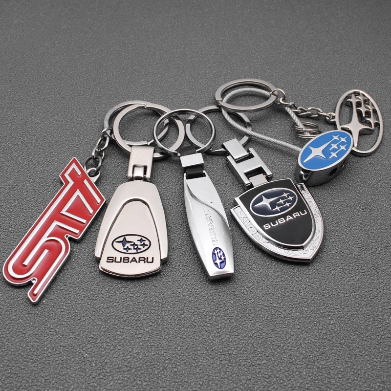 

3D Metal Alloy Car Badge Key Chain Auto Braided Leather Keychain Fashion Keyring For Subaru STI Forester Impreza Tribeca XV BRZ