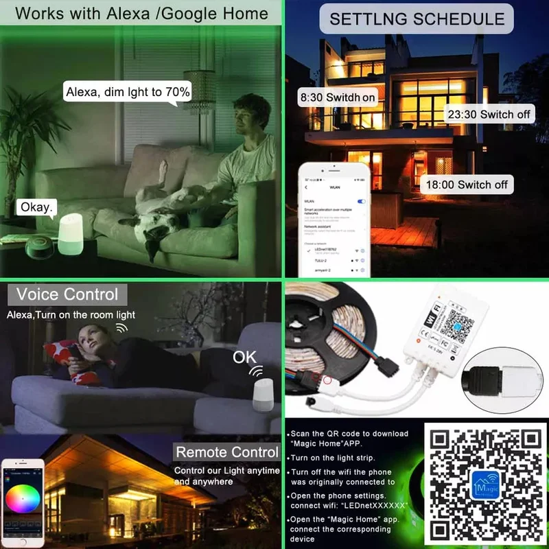 

WiFi RGB Led Strip Light with APP Remote Control Waterproof SMD5050 Led Lights for Room Decor Ribbon TV Backlight Tape