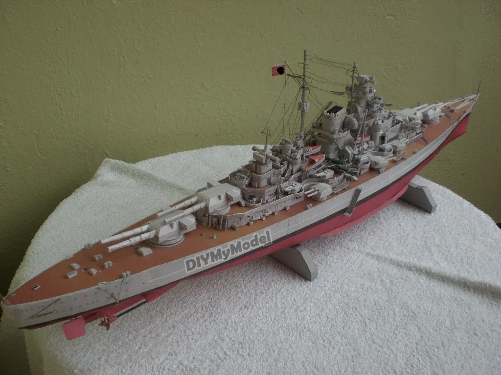 Diymymodel-Puzles de juguete para manualidades, Kit de modelismo de papel artesanal, bricolaje, Bismarck, regalo, utillaje de pel&iacute;cula-0