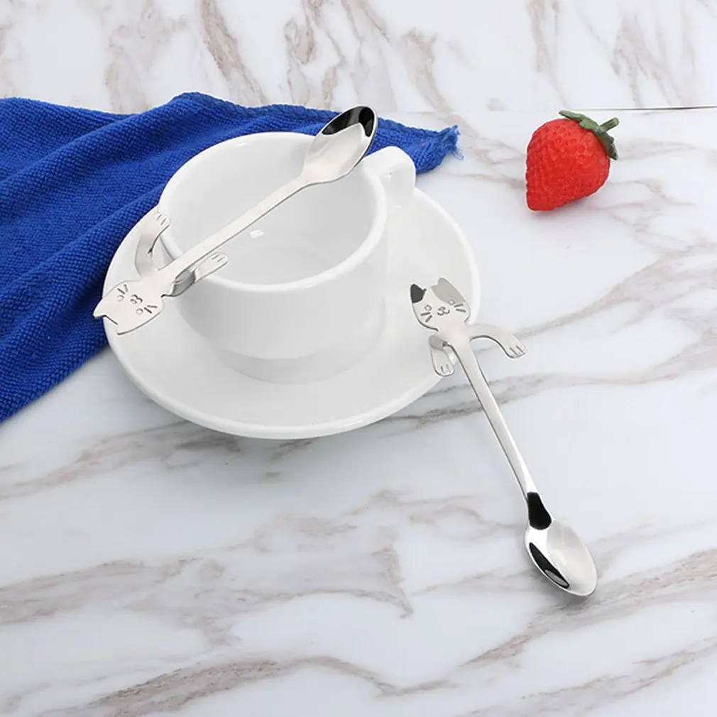 Практичная ложка для смешивания молока и кофе в форме кошки животного из