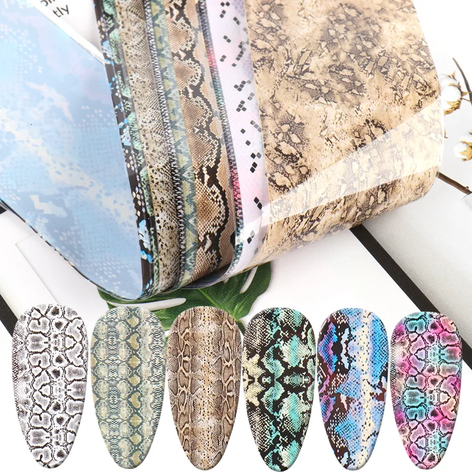 

10pcs Snake Leopard Wild Animal Skin Nail Foil Sticker Snake Print Nail Art Transfer Slider Starry Sky Manicure Decoration Wrap