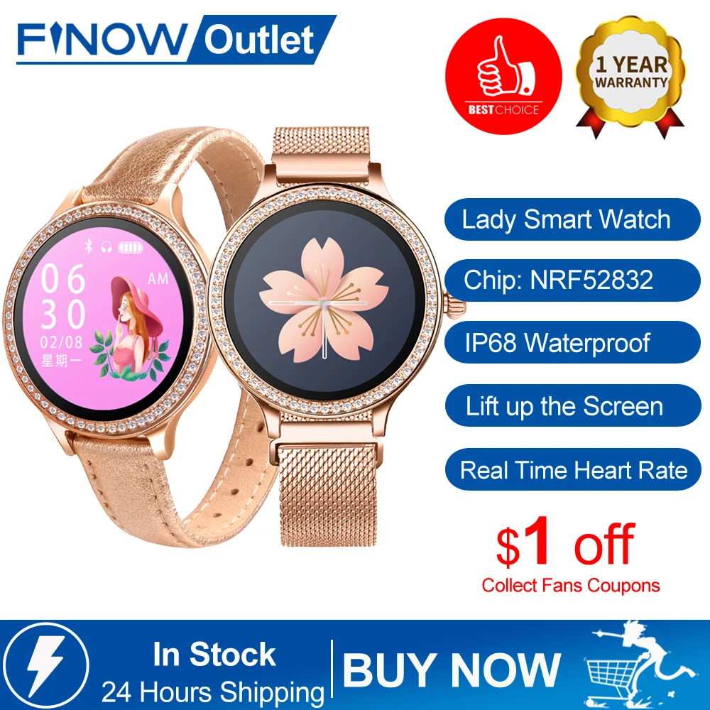 Finow M8 женские smart watch IP68 Водонепроницаемый леди Смарт монитор сердечного ритма
