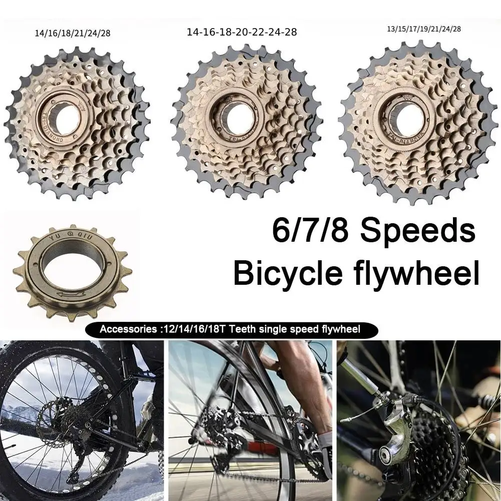 Bicycle Cassette Flywheel 6 7 8 Speed MTB Flywheel Threaded Sprocket 14-28T For SHIMANO Bike Freewheel E-Bike Universal