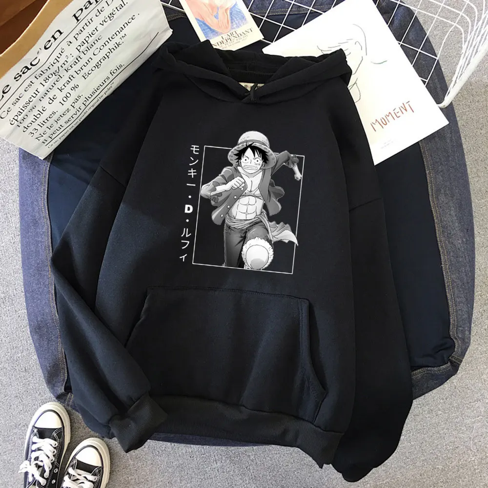 

Spring New Hot Sale Luffy One Piece Hoodies tops Female Fashion Hip Hop Pullover Casual Wear Pattern Print Womens Crewneck Hoody