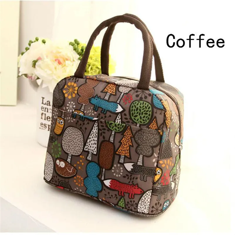 Новый ланч-мешок для пикника Термосумка пищи цветочный узор портативный