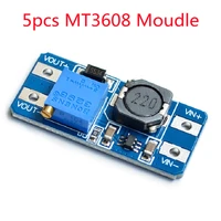 5pcslot mt3608 dc dc step up converter booster power supply module boost step up board max output 28v 2a