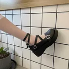 Туфли Лолиты женские на платформе, Повседневные Туфли Мэри Джейн, на толстом каблуке, с круглым носком, дизайнерская обувь с перекрестными завязками, 2021