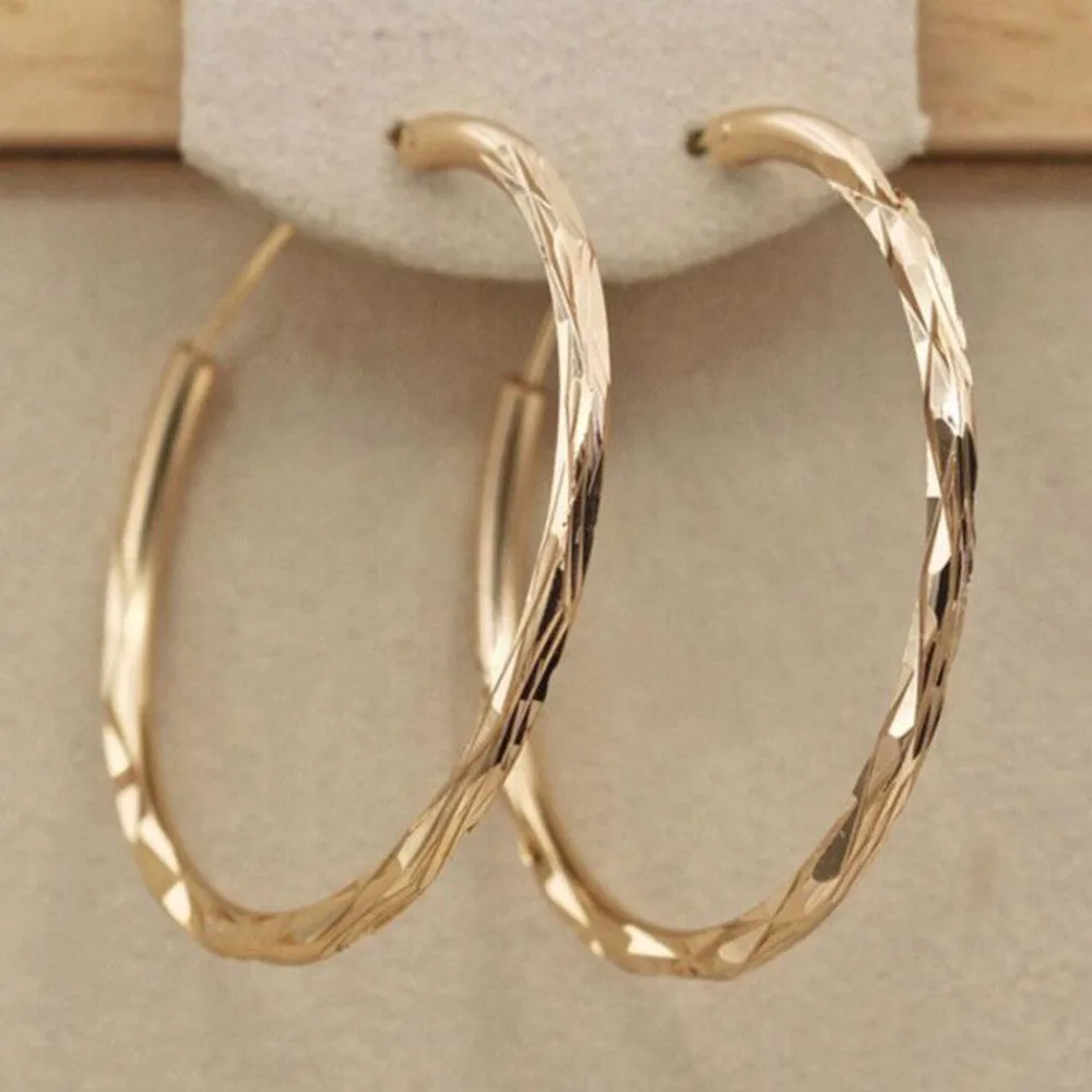 Yobest 1Pair Fashion Gold color Women Girl Trendy Large Hoop Earrings Big Smooth Circle Brand Loop Jewelry | Украшения и