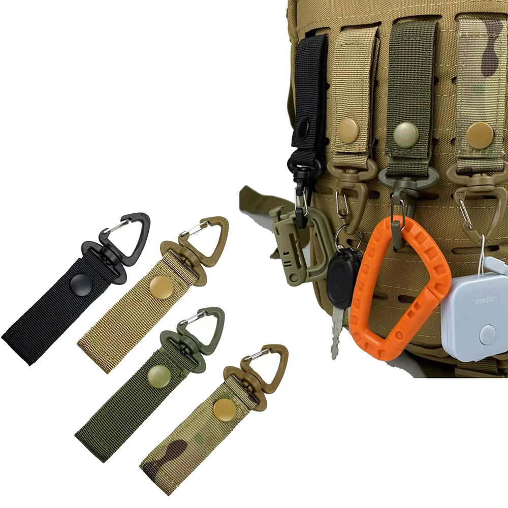 

Outdoor Camping Hiking Molle Tactical Nylon Ribbon Knapsack Keychain Triangle Rotation Backpack Waist Bag Fastener Hook Buckle