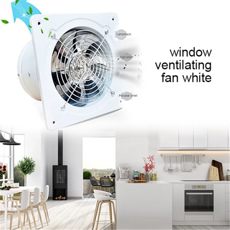 6 Inch 40W Wall Mounted Exhaust Fan Low Noise Square Extractor Ventilator Fan Home Bathroom Kitchen Exhaust Blower