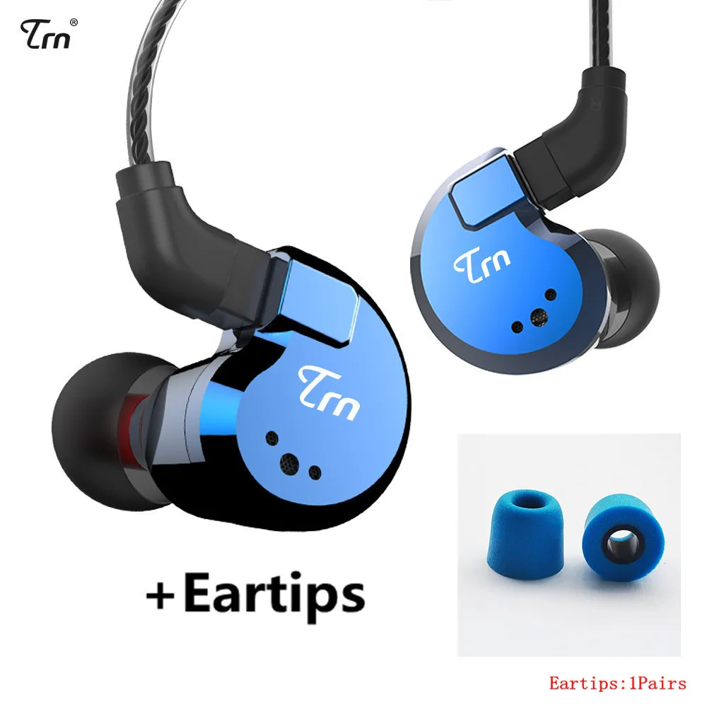 TRN V80 2BA+ 2DD гибридные металлические наушники-вкладыши HIFI DJ Monito спортивные наушники для бега ушные наушники гарнитура съемный кабель AS10 \ T2 \ V30 - Цвет: blue no mic ET