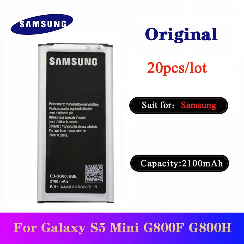 

20pcs/lot Battery EB-BG800BBE for Samsung Galaxy S5 mini SM-G800F G870A G800H Original Smartphone Batteries 2100mAh In Stock