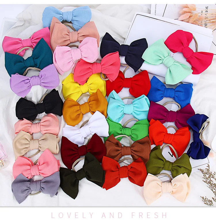 

60pc/lot Waffles Hair Bows Headband 6'' Floral Texture nylon Headbands For Kids 2019 New Arrival Party DIY Hair Accessories