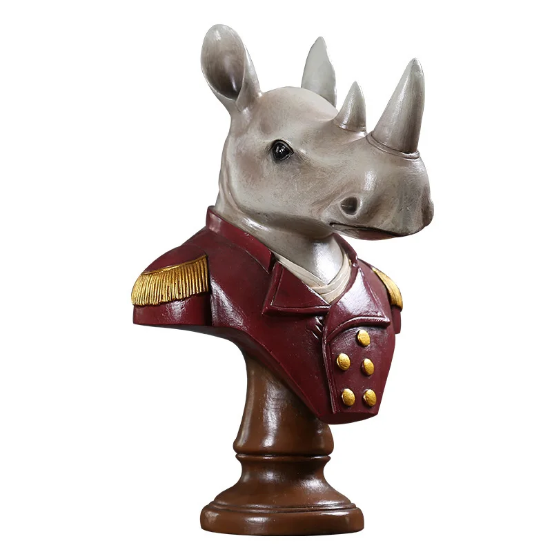 

Европейская общая голова носорога, статуя, украшение для дома, орнамент, статуэтки из смолы, декор для ТВ шкафа, аксессуары для украшения дом...