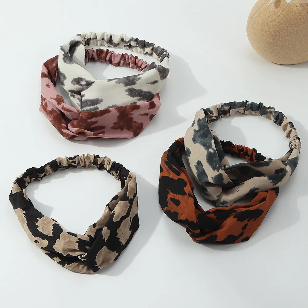 

New arrival fashion Women Fall vintage Headbands girl's cow hairband lady's cross hair accessories Headwrap bandage