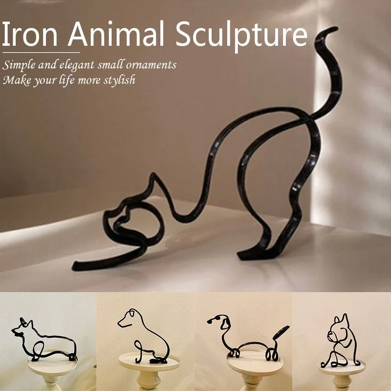 

Dog Minimalist Art Sculpture Personalized Gift Metal Decor Modern Home Decoration Office Accessories статуэтки для интерьера