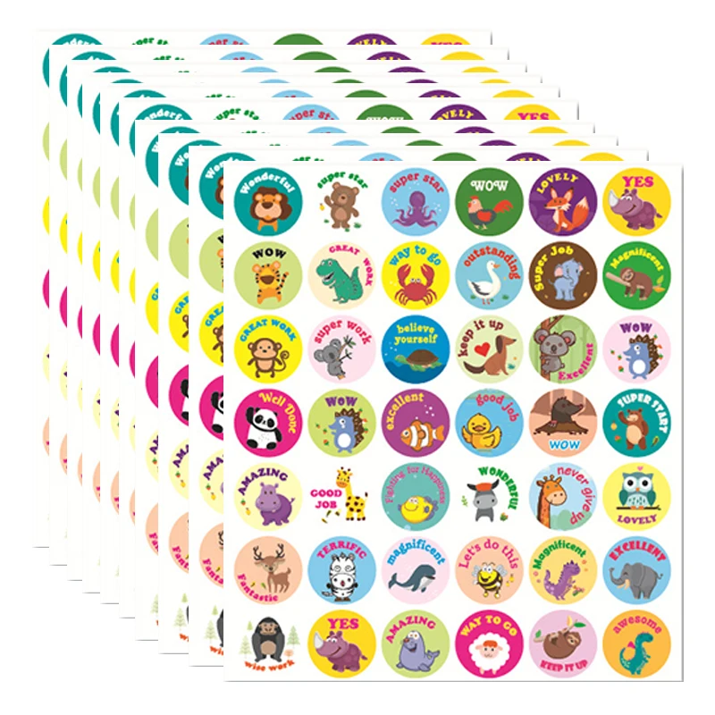 

10Sheets Animals Reward Stickers Self-adhesive School Teacher Stickers Children's Toys Cartoon Stickers Girl Boy Kids Gifts